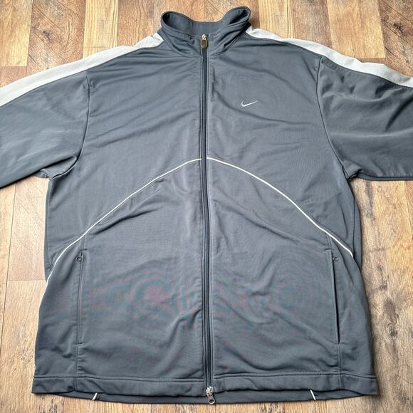Vintage Y2K Nike Track Jacket Men's 2XL Gray Training Fitness Soccer 5196 - Picture 1 of 10